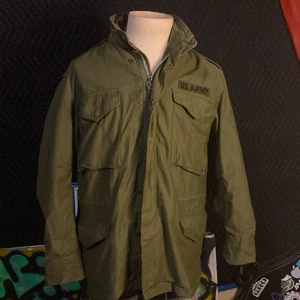 Military Surplus M65 Field Jacket Zip Out Hood Sz M R… Gem